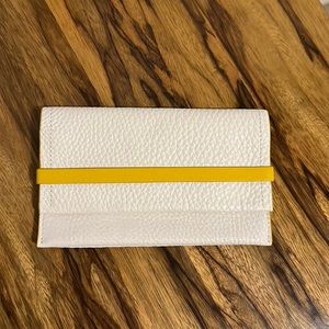 Small White & Yellow Leather Clutch Wallet